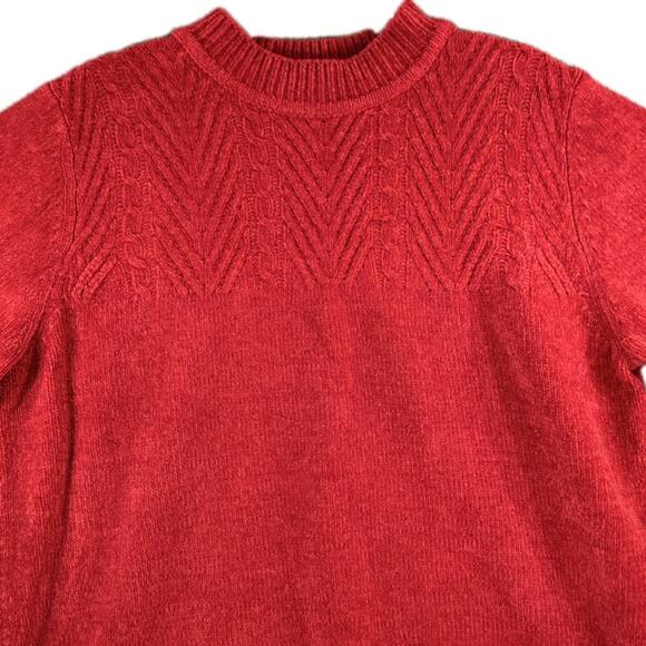Vintage Alfred Dunner Sweater Women’s XL Red Chevron Cable Knit Holiday Mock - Picture 7 of 8